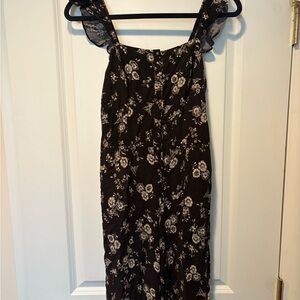Floral Black Jumpsuit with Ruffle Straps